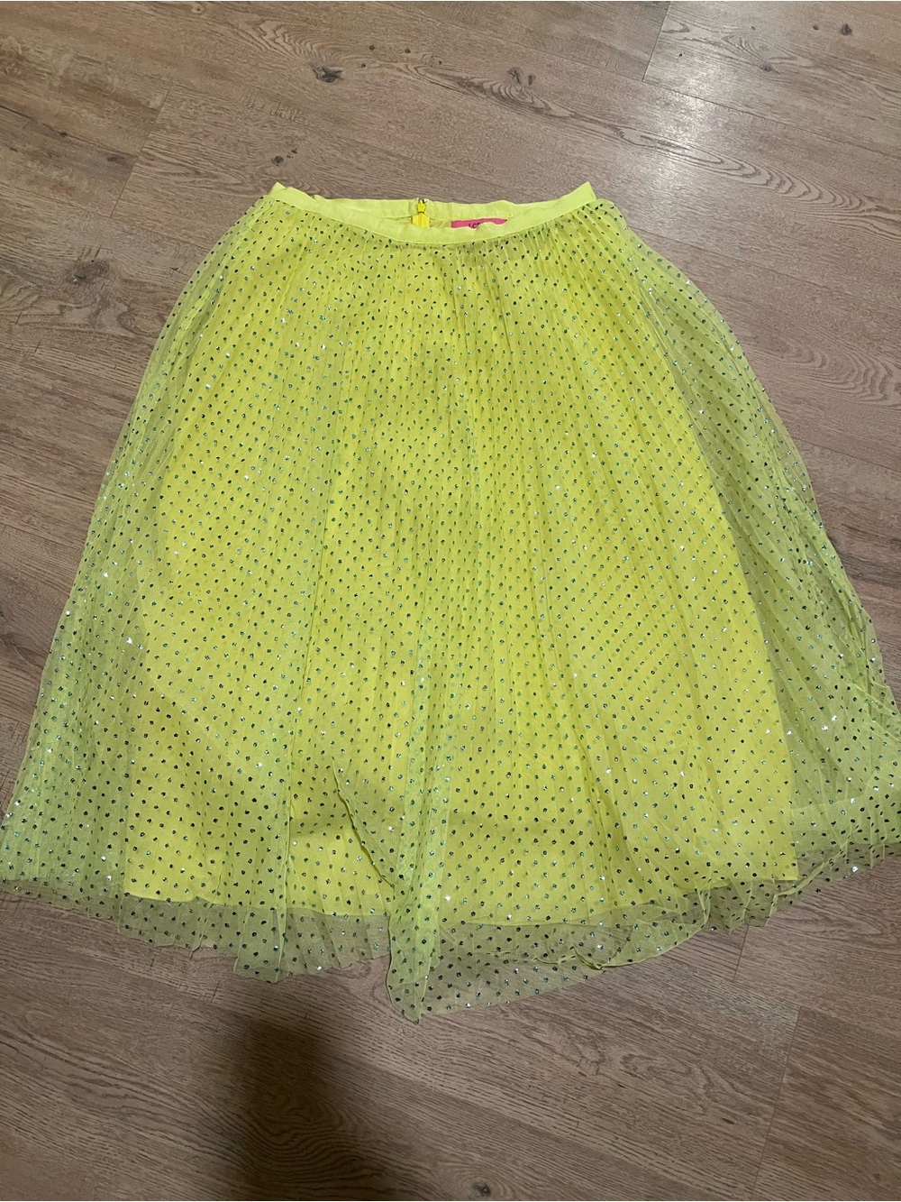 J. Crew Neon Yellow Polka-Dot Tulle Skirt